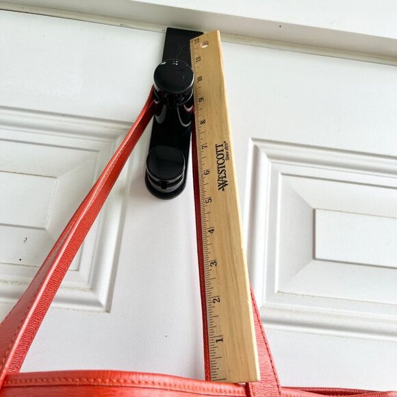 Lauren Ralph Lauren Large Leather Tote in a FUN Orange - Picture 7 of 12